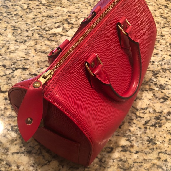 Red Louis Vuitton Speedy 25 Epi Handbag Purse Tote - Picture 2 of 8